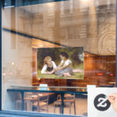 Les Noisette:ハゼルナッツを集める若い女の子 ウィンドウサイン (カフェ窓)