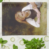 Les Noisette：ハゼルナッツを集める若い女の子 キッチンタオル (折り畳み)