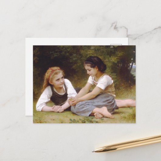 Les Noisette：ハゼルナッツを集める若い女の子 シーズンポストカード (正面/裏面インサイチュ)