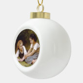 Les Noisette:ハゼルナッツを集める若い女の子 セラミックボールオーナメント (右)