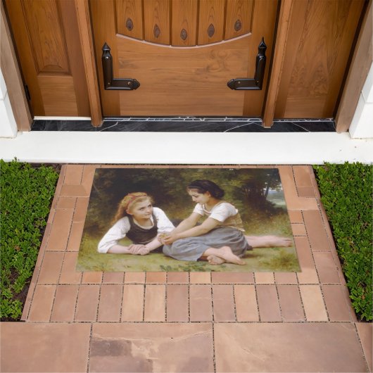 Les Noisette：ハゼルナッツを集める若い女の子 ドアマット (室外)