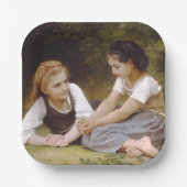 Les Noisette:ハゼルナッツを集める若い女の子 ペーパープレート (正面)