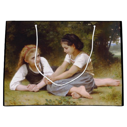 Les Noisette:ハゼルナッツを集める若い女の子 ラージペーパーバッグ (正面)