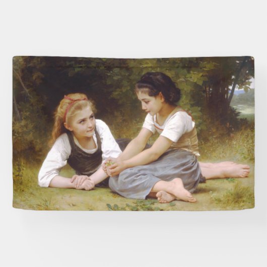 Les Noisette:ハゼルナッツを集める若い女の子 横断幕 (横)