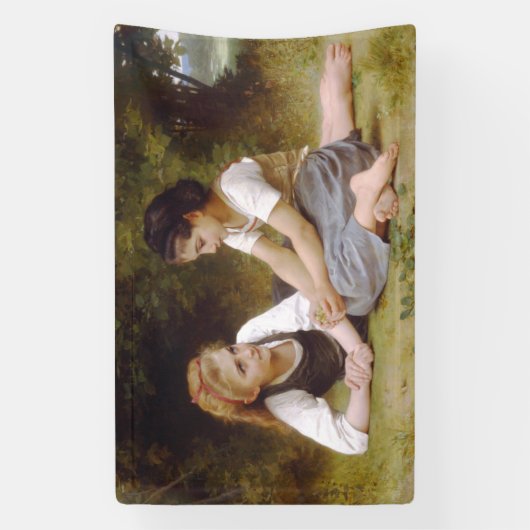 Les Noisette:ハゼルナッツを集める若い女の子 横断幕 (縦)