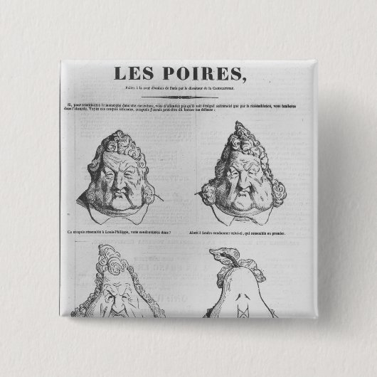 Les Poiresの王のルイPhilippe風刺漫画 缶バッジ (正面)