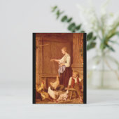 Les Poules'、Albert Anker_Groupsと姿 ポストカード (スタンド正面)