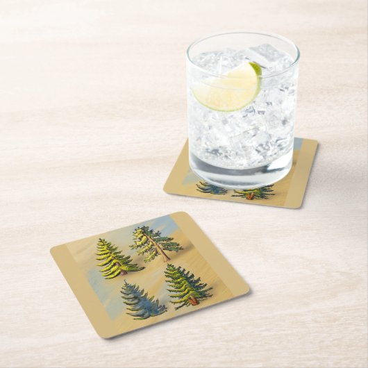 Les quatres variétés de sapins, botanique. スクエアペーパーコースター (インサイチュ)