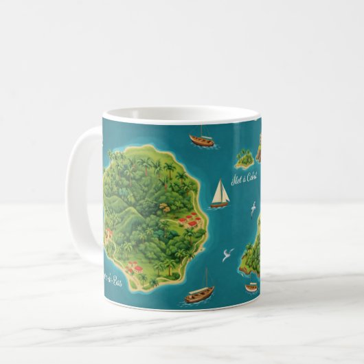 Les Saintes – Illustrated Island Map コーヒーマグカップ (正面左)