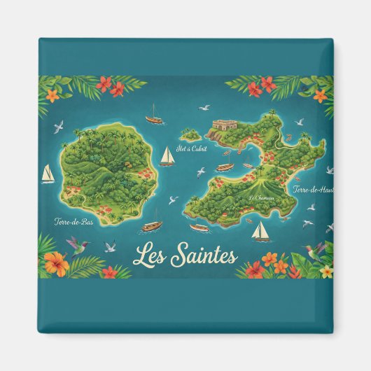 Les Saintes – Illustrated Island Map マグネット (正面)
