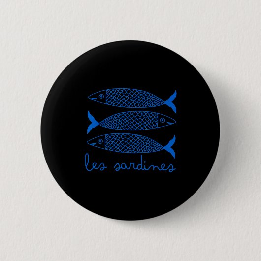 Les Sardines Tinned Fish Retro Graphic For Men Wom 缶バッジ (正面)