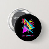 Les sybelles vibrant skiing artwork with geometric 缶バッジ (正面&裏面)