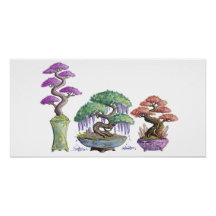 Les trois vases bonzaïs couleurs.