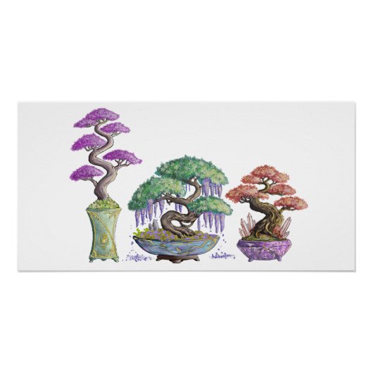 Les trois vases bonzaïs couleurs. ポスター (正面)