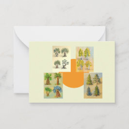 Les variétés d'arbres connus sur carte de voeux. ノートカード