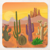 Les variétés de cactus complète, plantes piquantes スクエアペーパーコースター (正面)