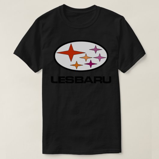 Lesbaru - Lesbian車のロゴシール Tシャツ (デザイン正面)