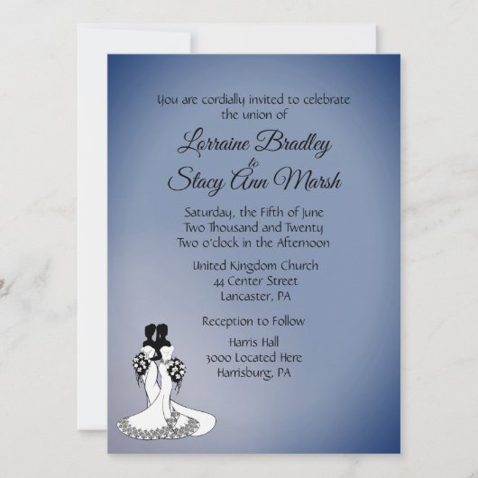 Lesbianエレガントの5.5結婚インチx 7.5インチ招待状 招待状 (正面)