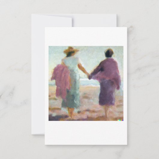Lesbian Anniversary Card Two Women On The Beach サンキューカード (正面)