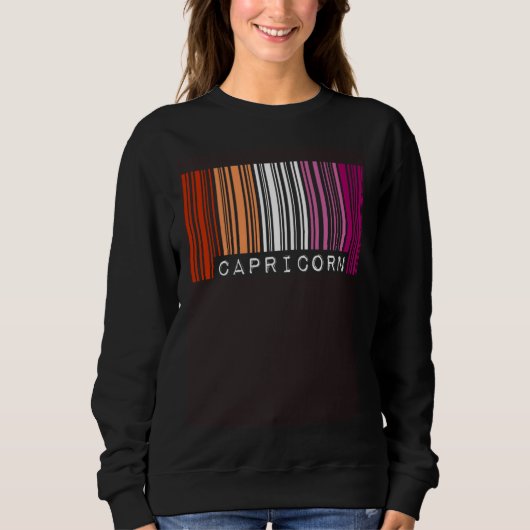 Lesbian Capricorn Barcode Gay Pride Flag Zodiac Si スウェットシャツ (正面)