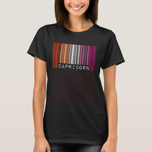 Lesbian Capricorn Barcode Gay Pride Flag Zodiac Si Tシャツ (正面)