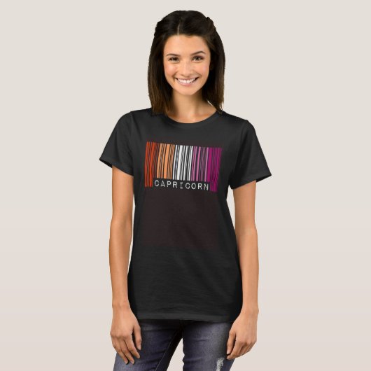 Lesbian Capricorn Barcode Gay Pride Flag Zodiac Si Tシャツ (正面フル)