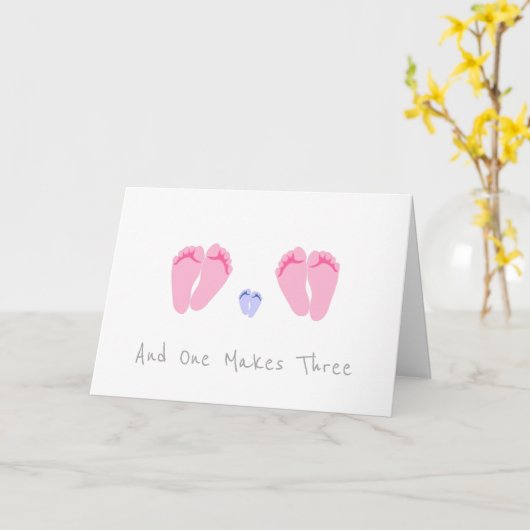 Lesbian Couple New Baby Boy - And One Makes Three カード (黄色い花)