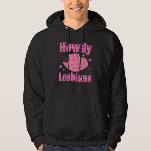 Lesbian Cowgirl Hat Pink Howdy Lesbian Western LGB パーカ (正面)