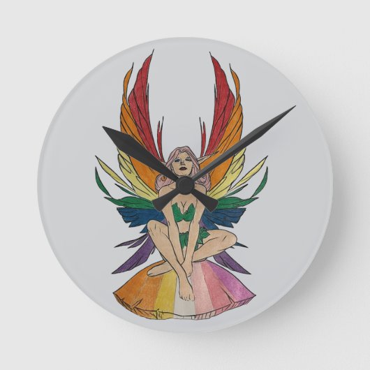 Lesbian Faerie  ラウンド壁時計 (正面)