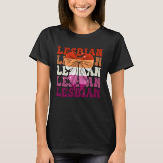 Lesbian Flag Pride LGBTQ Girl Coquette Bow Ribbon Tシャツ