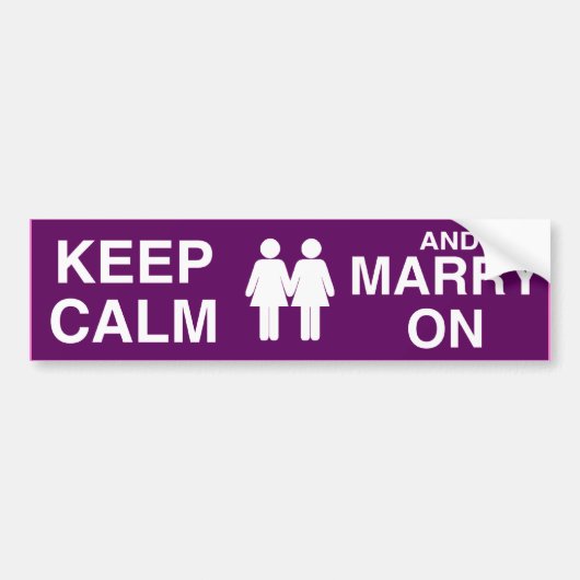 LESBIAN KEEP CALM AND MARRY ON -.png バンパーステッカー (正面)