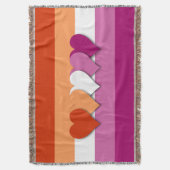 Lesbian pride flag with hearts throw blanket スローブランケット (正面縦)