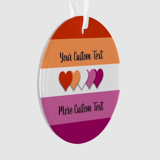 Lesbian pride flag with text ornament オーナメント (正面)