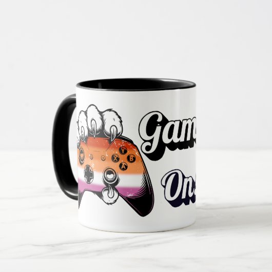 Lesbian Pride Game On Tiger Paw Controller Mug 26 マグカップ (正面左)