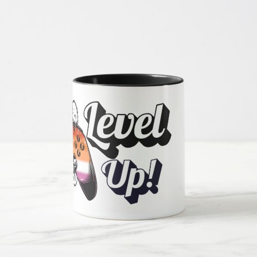 Lesbian Pride Level Up Tiger Paw Controller Mug マグカップ (中央)
