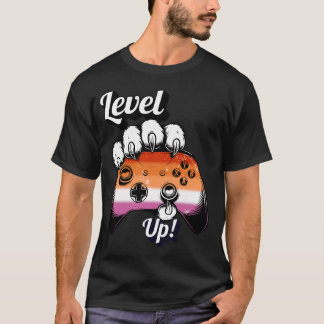 Lesbian Pride Level Up Tiger Paw Controller Shirt Tシャツ