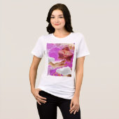 Lesbian Pride Pink Orchid Aesthetic Sapphic WLW トライブレンドＴシャツ (正面全面)