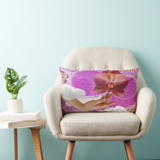 Lesbian Pride Pink Orchid Sexy Subtle Sapphic WLW ランバークッション (椅子)