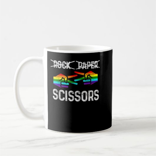 Lesbian Pride Rock Paper Scissors Funny LGBTQ Rain コーヒーマグカップ (左)