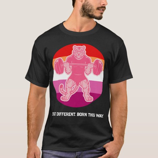 Lesbian Pride Tiger Lifter Gym Shirt — Born This Tシャツ (正面)