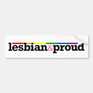 Lesbian&proudの白いバンパーステッカー バンパーステッカー