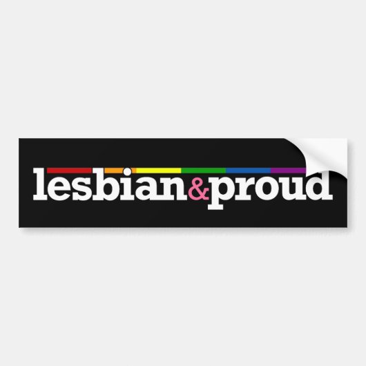 Lesbian&proudの黒いバンパーステッカー バンパーステッカー (正面)