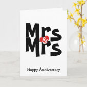 Lesbian Wedding Bold Anniversary夫人および夫人 カード (黄色い花)