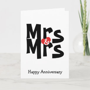 Lesbian Wedding Bold Anniversary夫人および夫人 カード