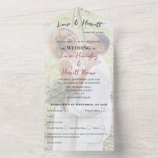 Lesbian Wedding Photo オールインワン招待状 (内側)