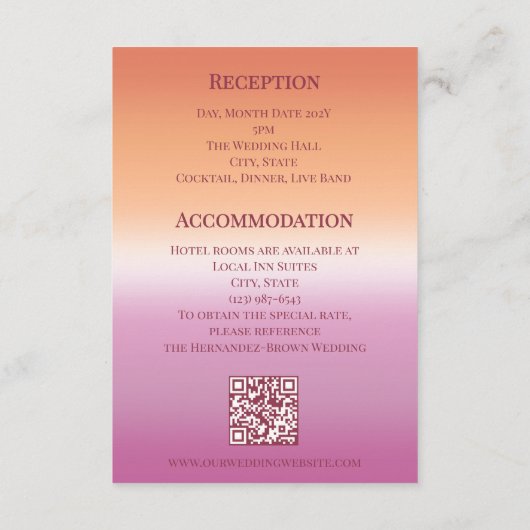 Lesbian Wedding Photo Pride Flag Gradient エンクロージャーカード (裏面)