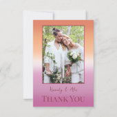 Lesbian Wedding Photo Pride Flag Gradient サンキューカード (正面)