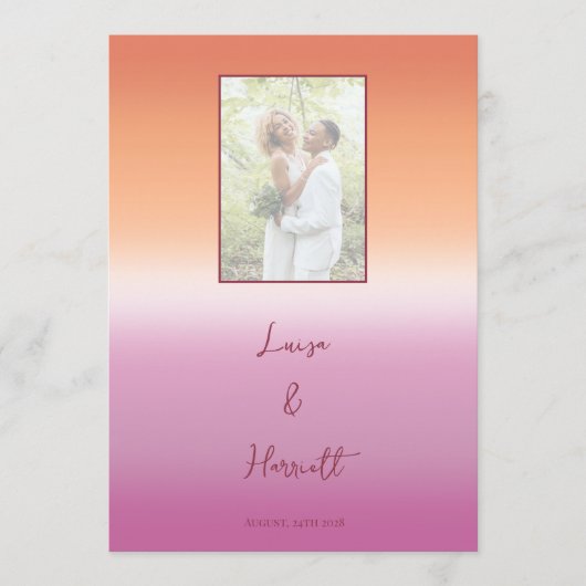 Lesbian Wedding Photo Pride Flag Gradient メニュー (正面)