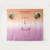 Lesbian Wedding Photo Pride Flag Gradient Backdrop タペストリー (正面(横))