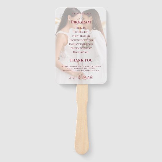 Lesbian Wedding Photo Pride Flag Gradient Program ハンドファン (正面)